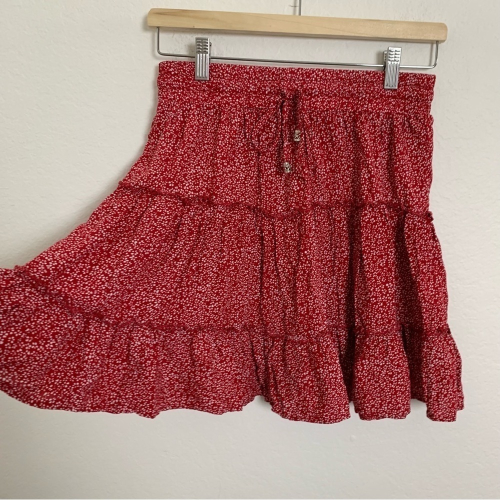 Princess Polly Tired Micro Floral Mini Skirt Womens 6 Ditsy Print Red White - Picture 3 of 12